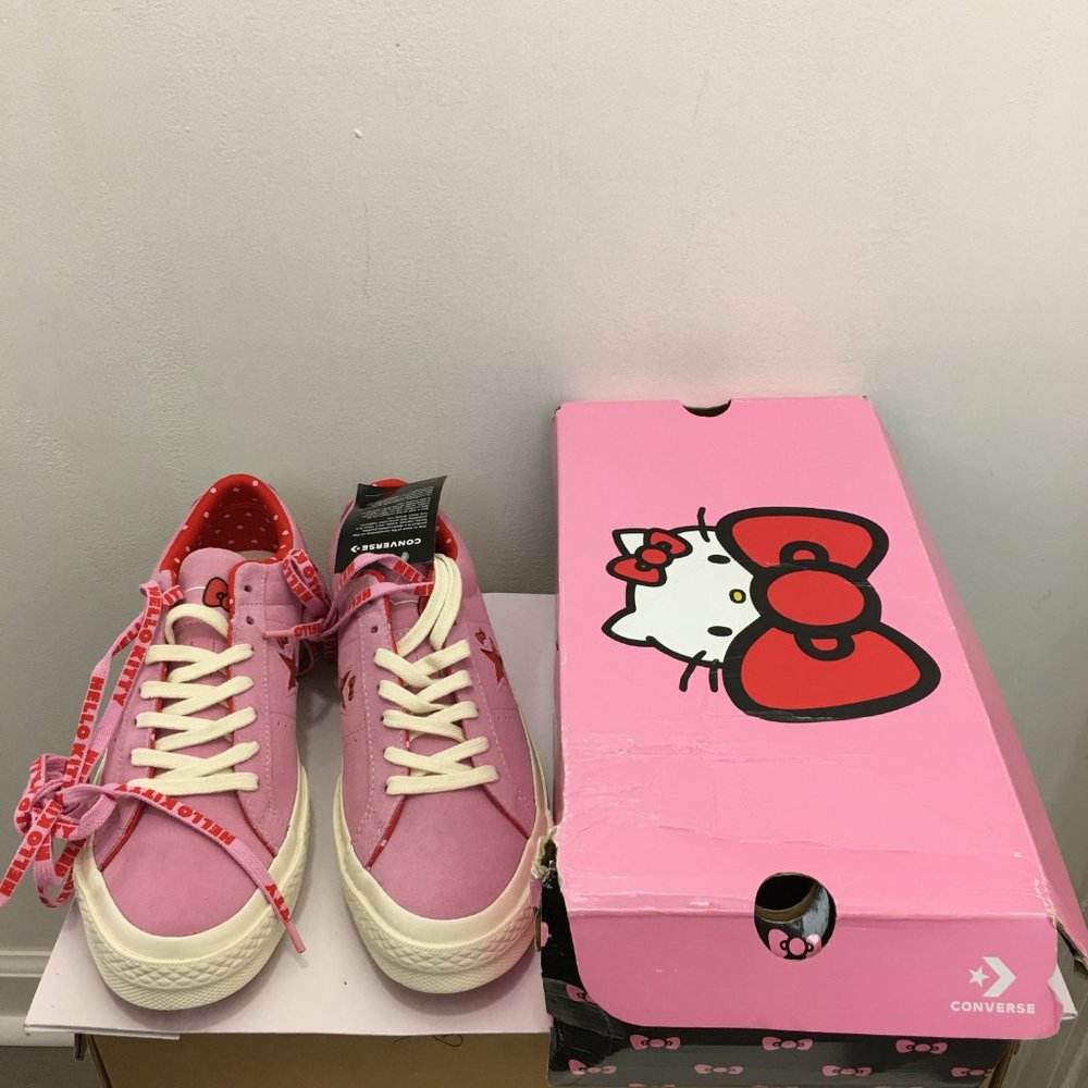 Converse One Star Ox Hello Kitty Pink Red Egret Suede Womens 10 Mens 8 S… - Picture 3 of 9